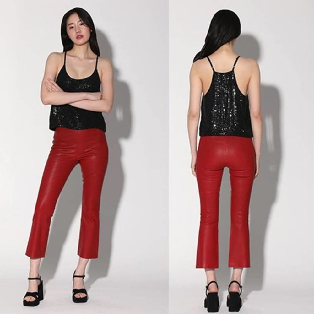 Walter Baker Lori Pull On Stretch Leather Flared Pant Women's Red Size: XS NWT
